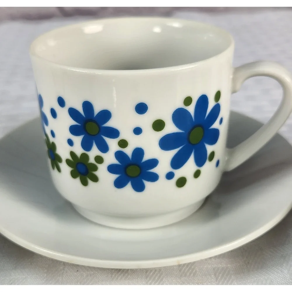 Set of 7 Flower Power Daisey Dots Takahashi San Francisco Demitasse Espresso Cup